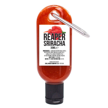 Mini Carolina Reaper Sriracha Hot Sauce Keyring | 30ml | Chilli Mash Company | Ships Full - One Stop Chilli Shop