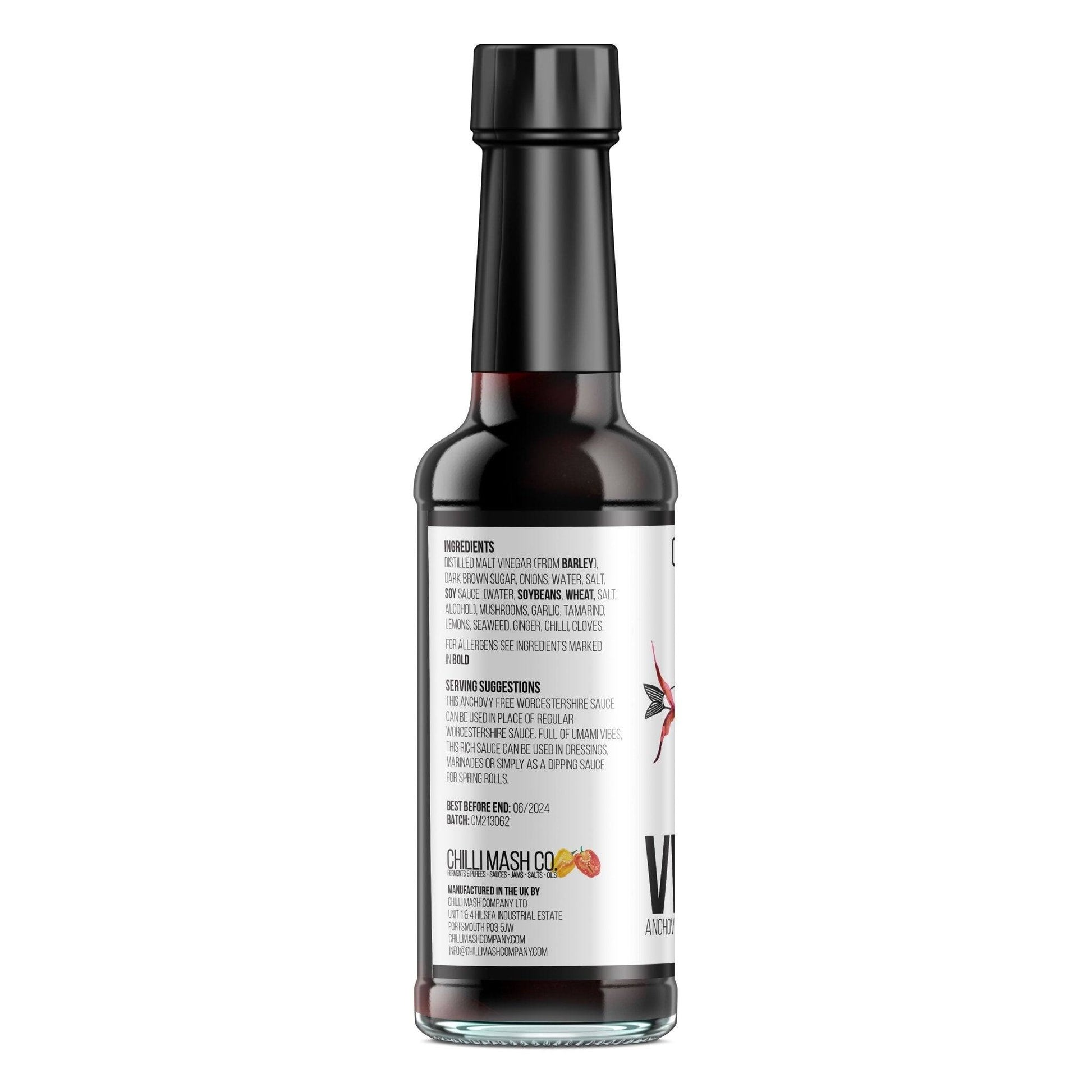 VWorcs Anchovy Free Worcestershire Sauce | Chilli Mash Company | 150 ml - One Stop Chilli Shop